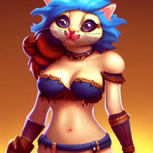 Prompt: very beautiful anthropomorphic cat toon female barbarian, toontown, disney, smiling, flirty, eye contact, perfect face, perfect body, drawn by artgerm