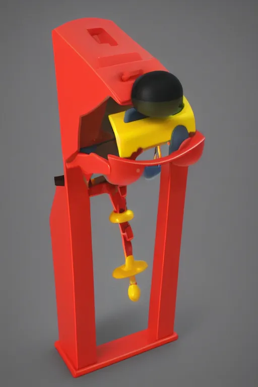 Image similar to A Fisher-Price guillotine toy, unreal engine 5 render, guillotine