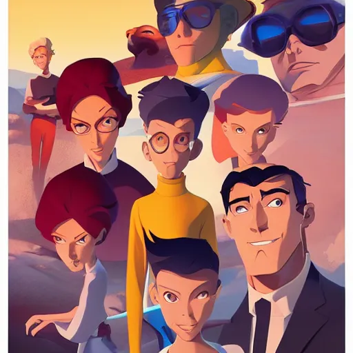 Image similar to face icon stylized minimalist the new adventures of johnny quest, loftis, cory behance hd by jesper ejsing, by rhads, makoto shinkai and lois van baarle, ilya kuvshinov, rossdraws global illumination