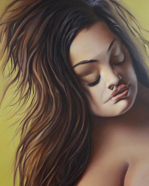 Image similar to beautiful plus size girl painting by ansell, mary jane, photorealistic