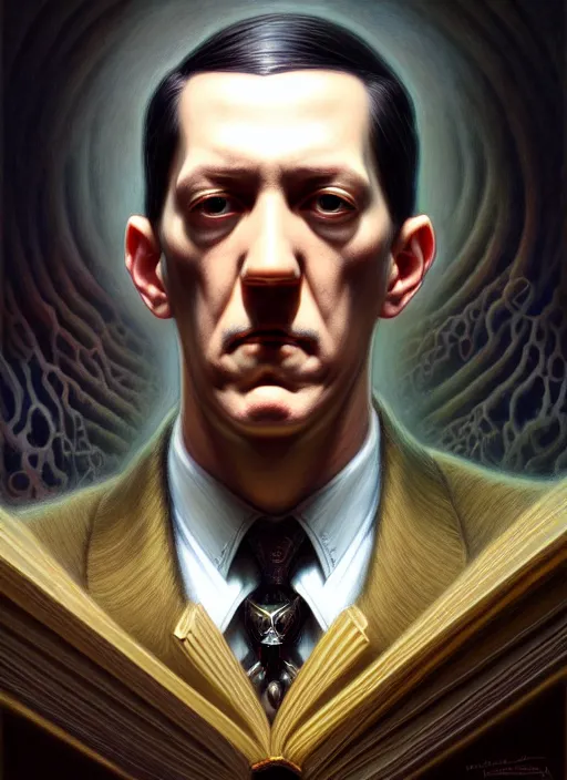 Image similar to portrait shot of h. p. lovecraft, intricate, elegant, highly detailed, centered, digital painting, artstation, concept art, smooth, sharp focus, illustration, artgerm, tomasz alen kopera, peter mohrbacher, donato giancola, joseph christian leyendecker, wlop, boris vallejo