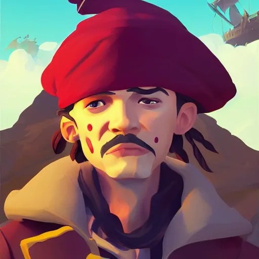 Image similar to painting jack the pirate on sea of thieves game avatar hero smooth face median photoshop filter cutout vector behance hd by jesper ejsing, by rhads, makoto shinkai and lois van baarle, ilya kuvshinov, rossdraws, illustration, art by ilya kuvshinov and gustav klimt