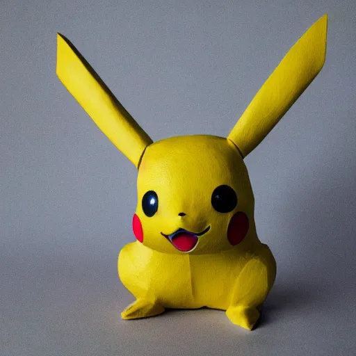 Image similar to abstract, sculpture Pikachu made of various materials from rainforest of face of artificial intellicgence