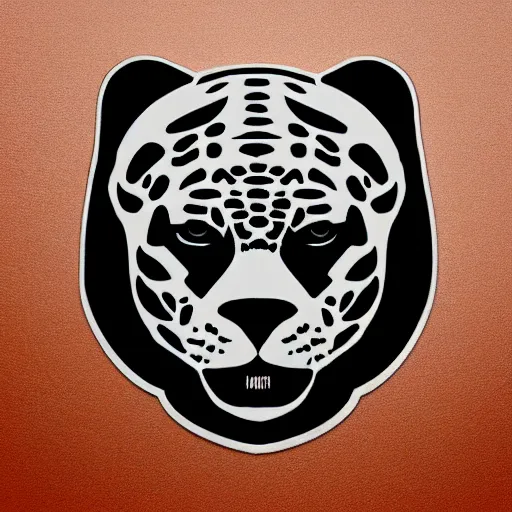 Prompt: a minimalist logo design of an intimidating jaguar head