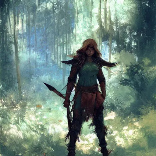 Image similar to archer elf in a forest, art by artem demura