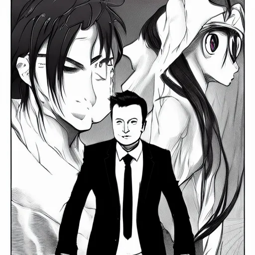 Prompt: Elon musk as a demon Modern anime style