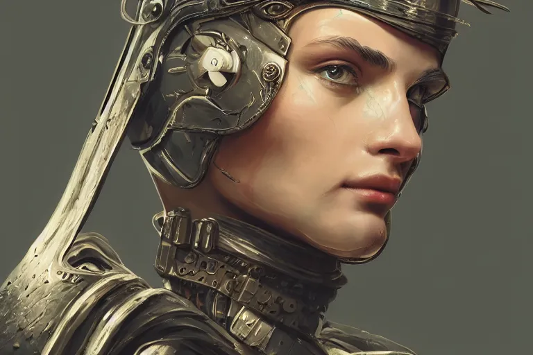 Image similar to cyberpunk roman soldier, elegant, highly detailed, highly detailed, sharp focus, illustration, beautiful, trending on artstation, artwork by wlop