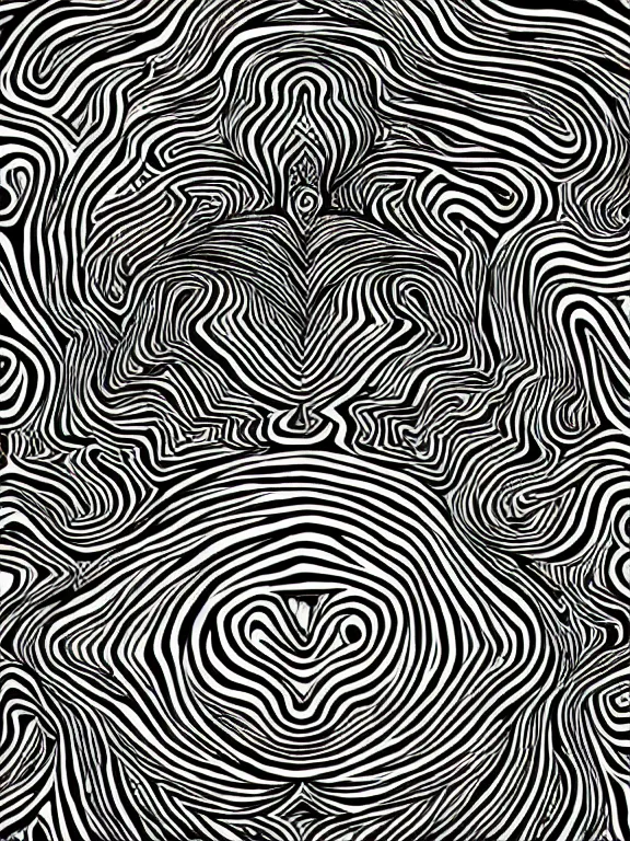 optical illusion design, illustration, black and white