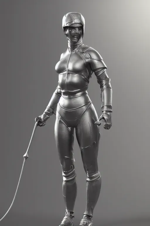 Prompt: detailed sculpt of athletic girl in armor, cinematic light, featured on artstation, octane render, path tracing, sharp focus, 4 k.