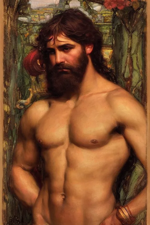 Image similar to hercules, orientalist intricate portrait by john william waterhouse and edwin longsden long and theodore ralli and nasreddine dinet, hyper realism, dramatic lighting