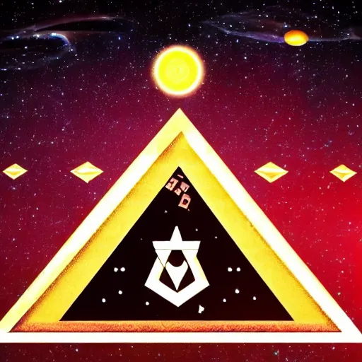 Prompt: the Universe according to the Illuminati, Freemasons, cult, design, high quality, 4k