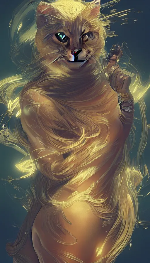 Prompt: cat, neon, fibonacci, sweat drops, insane, intricate, highly detailed, digital painting, artstation, concept art, smooth, sharp focus, illustration, Unreal Engine 5, 8K, art by artgerm and greg rutkowski and alphonse mucha