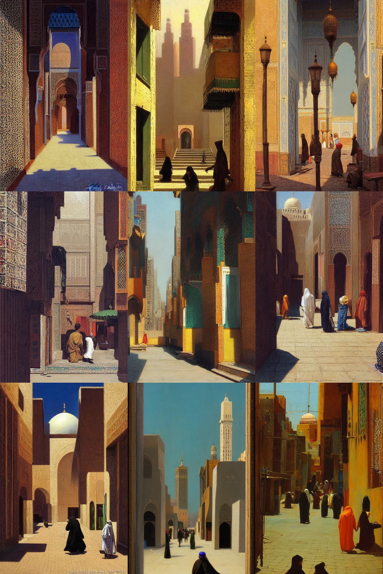 Prompt: moroccan new york city street, summer 2016, mosque, Jean-Leon Gerome