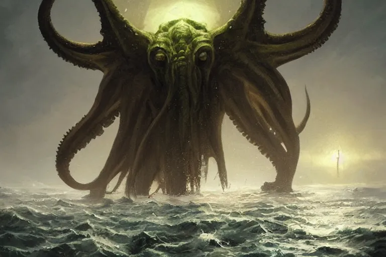 Image similar to cthulhu rising from the sea, digital art, magic the gathering, mtg, by greg rutkowski, trending on artstation