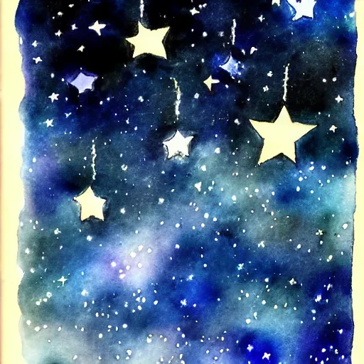 Prompt: stars, ink, by xu wei