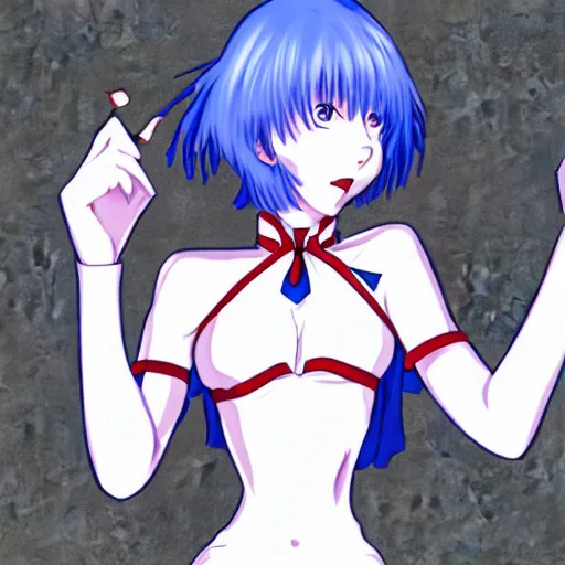 Image similar to Rei Ayanami in her early twenties, digital art