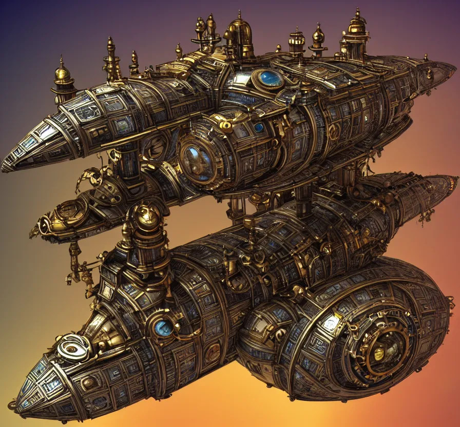 Image similar to symmetric steampunk space ship