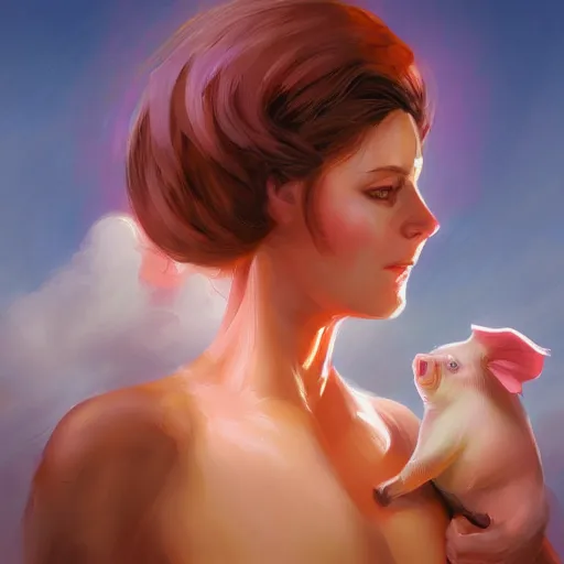 Prompt: the mother of pigs, digital art, artstation