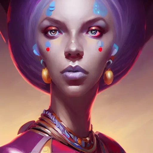 Image similar to portrait of jynx from arcane, art by pete mohrbacher and guweiz and ilya kuvshinov, digital art, highly detailed, intricate, sci - fi, sharp focus, trending on artstation hq, deviantart, unreal engine 5, 4 k uhd image