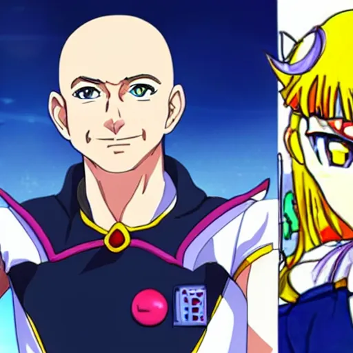 Prompt: Jeff Bezos anime girl transformation sequence, style of sailor moon