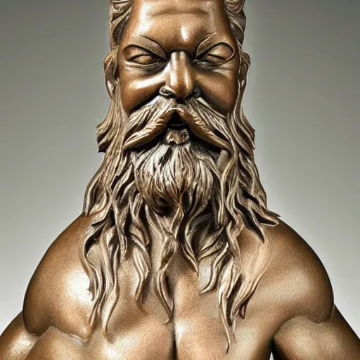 Image similar to a flawless, purely water spirit sculpture of a man with long hair, with trimmed beard, smiling widely. water spirit statue, extremely detailed, award-winning art, trending on Artstation