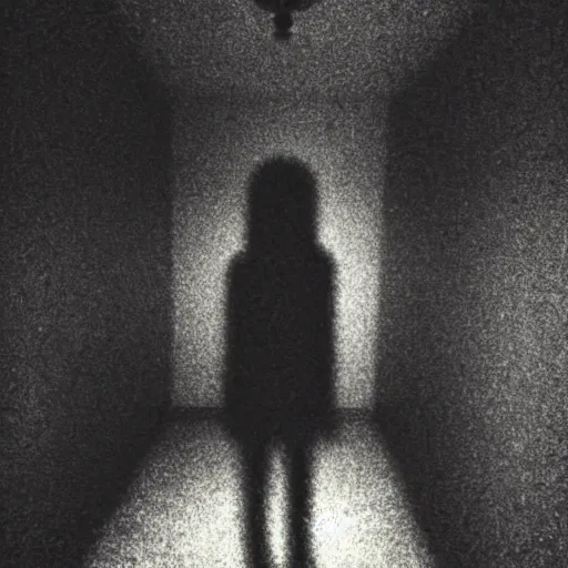 Prompt: insane nightmare, no light, everything is blurred, creepy shadows, ghost, very poor quality of photography, 2 mpx quality, grainy picture