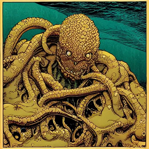 Image similar to “ bernie wrightson ” “ geoff darrow ” aquatic horror shape 1 0 2 4 x 1 0 2 4