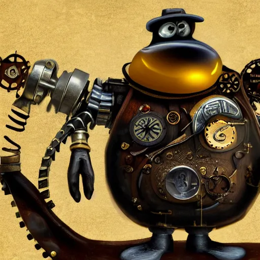 Image similar to a mechanical steampunk penguin, 4 k