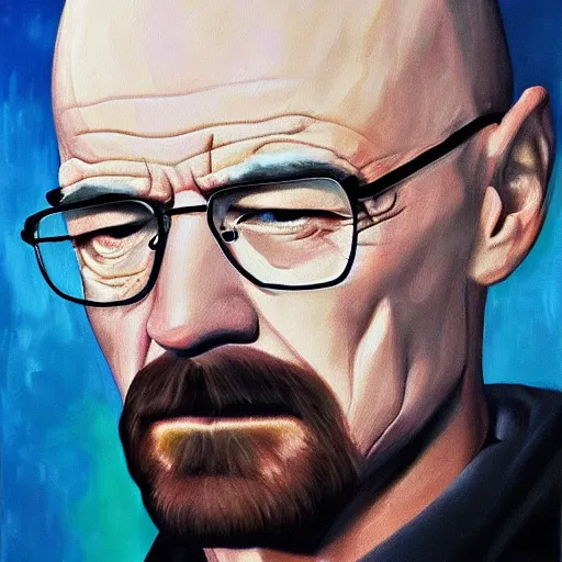 Prompt: walter white, oil on canvas