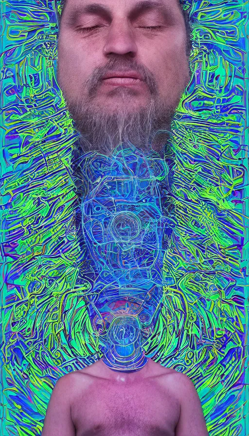 Prompt: portrait of a digital shaman, by david eichenberg