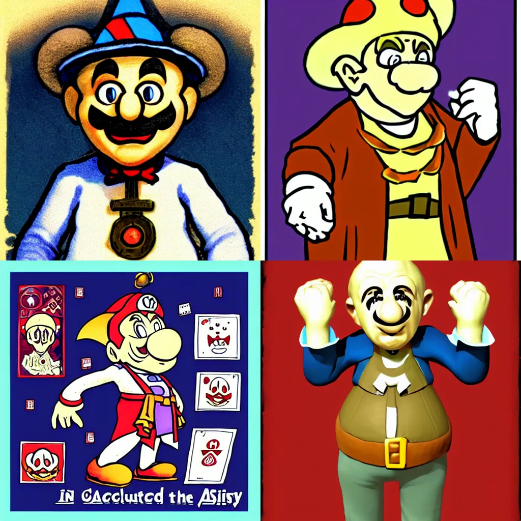 Prompt: Occultist Aleister Crowley as a Nintendo Character, in the style of Toad from Super Mario Bros