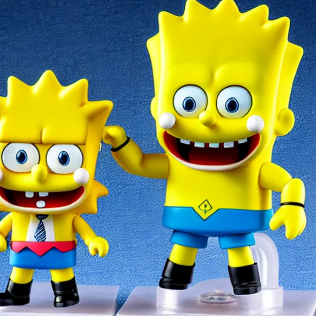 Image similar to spongebob bart simpson, an anime nendoroid of spongebob as bart simpson, figurine, detailed product photo
