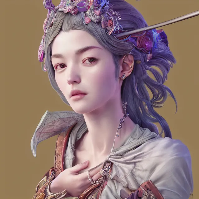 Prompt: studio portrait of neutral good colorful female cleric bard healer as absurdly beautiful, elegant, young sensual gravure idol, ultrafine hyperrealistic detailed face illustration by kim jung gi, irakli nadar, intricate linework, sharp focus, bright colors, matte, octopath traveler, final fantasy, unreal engine highly rendered, global illumination, radiant light, intricate environment