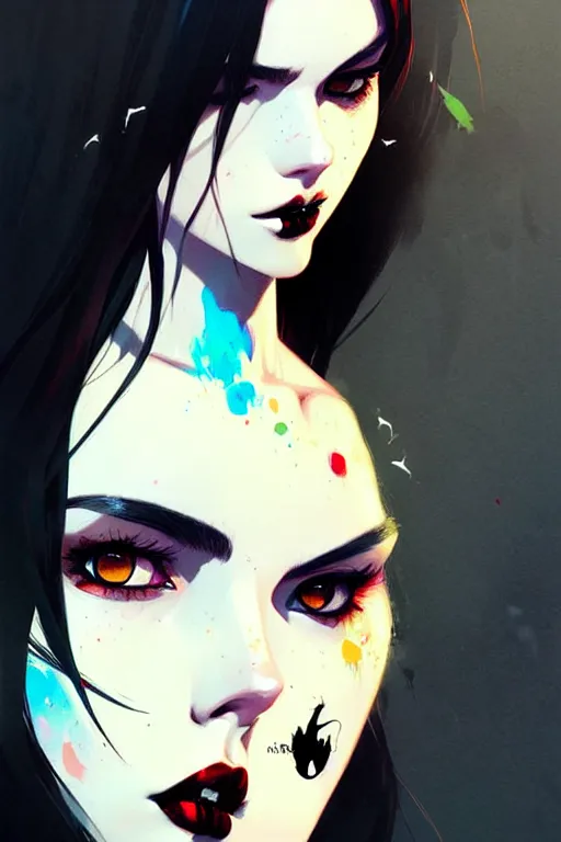 Image similar to a ultradetailed beautiful painting of a stylish goth girl, by conrad roset, greg rutkowski and makoto shinkai trending on artstation