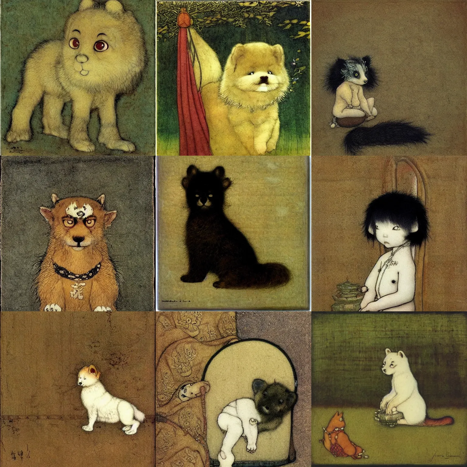 Prompt: tiny asian furriest, art by john bauer