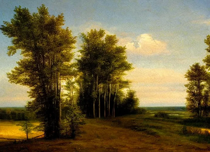 Image similar to Realistic Michigan Oil painting of a Michigan Landscape In the style of The old masters