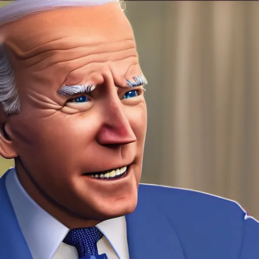 Image similar to joe biden on meth as seen in award winning animated pixar movie 4k octane render