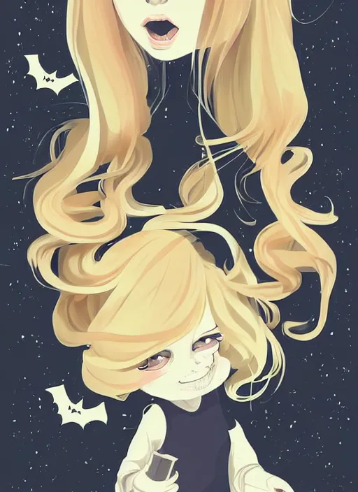 Image similar to little girl with long blonde hair. spooky halloween card. clean cel shaded vector art. shutterstock. behance hd by lois van baarle, artgerm, helen huang, by makoto shinkai and ilya kuvshinov, rossdraws, illustration, art by ilya kuvshinov