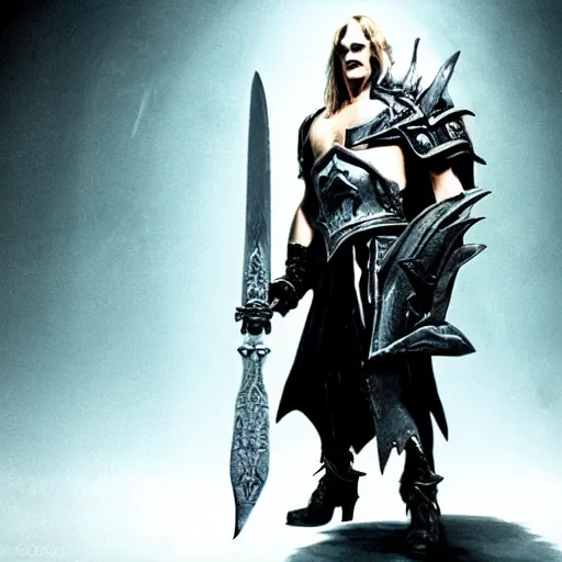 Prompt: arthas menethil as the american psycho, cinematic still, warcraft 3 graphics