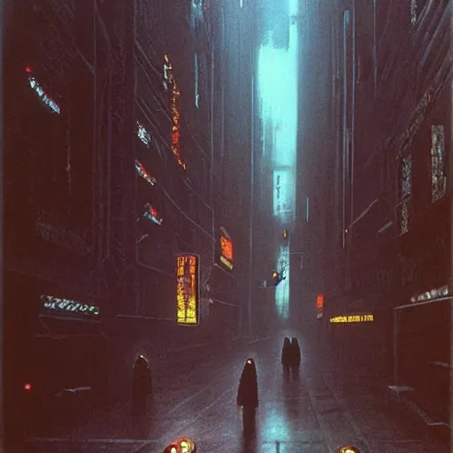 Prompt: from movie bladerunner, a scifi vehicle in a street, scene from bladerunner movie, beksinski