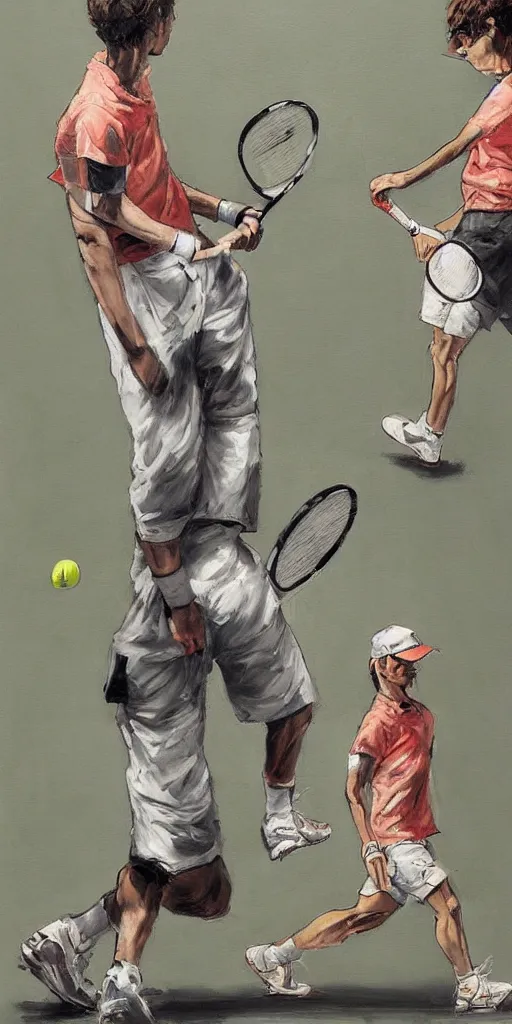 Image similar to oil painting scene from tennis by kim jung gi