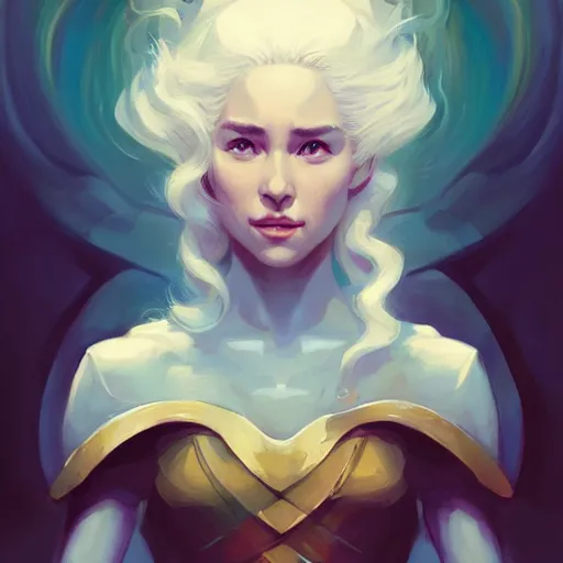 Image similar to a beautiful portrait of daenarys targaryen, concept art by pete mohrbacher and guweiz and ilya kuvshinov, digital art, highly detailed, intricate, sharp focus, trending on artstation hq, deviantart, unreal engine 5, 4 k uhd image