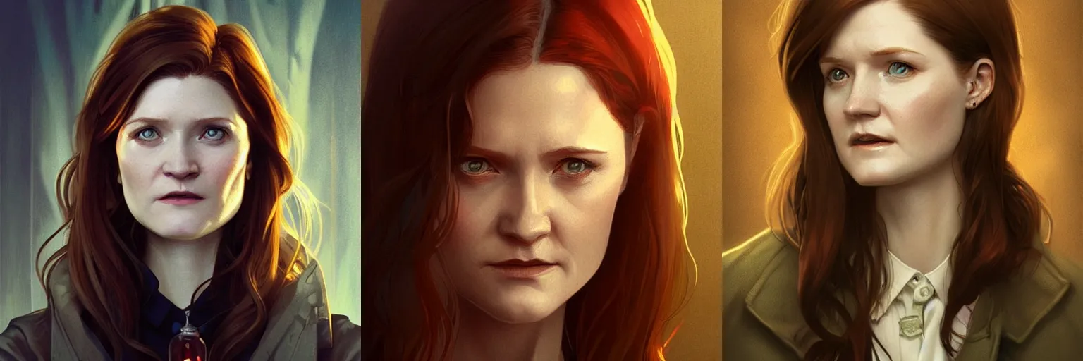 Prompt: portrait of Bonnie Wright as a detective, highly detailed, digital painting, artstation, concept art, sharp focus, illustration, art by artgerm and greg rutkowski and alphonse mucha