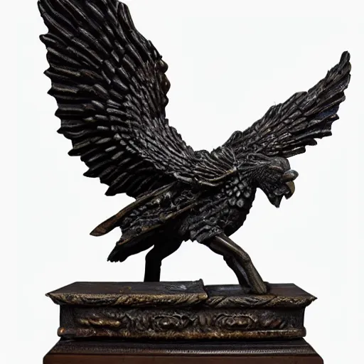 Prompt: intricate statue of gothic stoic winged flight gryphon griffin gargoyl