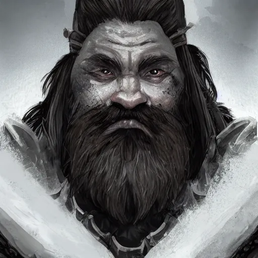 Image similar to ultrarealistic, ultradetailed, pathfinder character portrait, fierce bearded dwarf, face and body clearly visible, very very very ultradetailed, warrior, ((((battle axe)))), scary, long hair, DnD art, epic fantasy style art, fantasy epic digital art, epic fantasy art, hearthstone style art