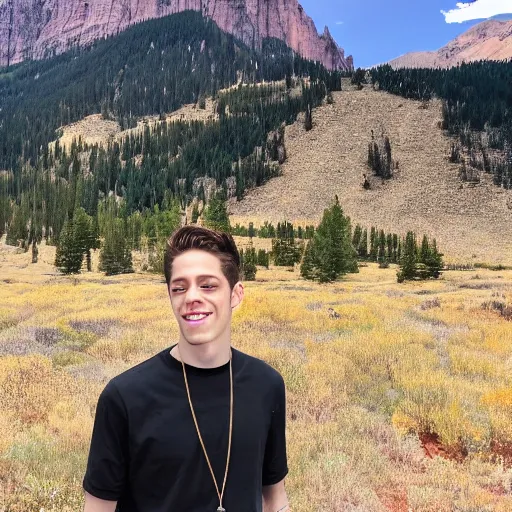 Image similar to pete davidson in colorado mountains in the background