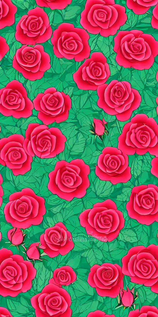 Image similar to seamless pattern of beautiful roses with leaves and throns, colourful, symmetrical, repeating 35mm photography