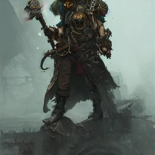 Image similar to steampunk rat warrior, by ruan jia