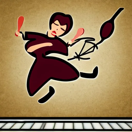 Prompt: A foot kicking a whisk in style of an emote