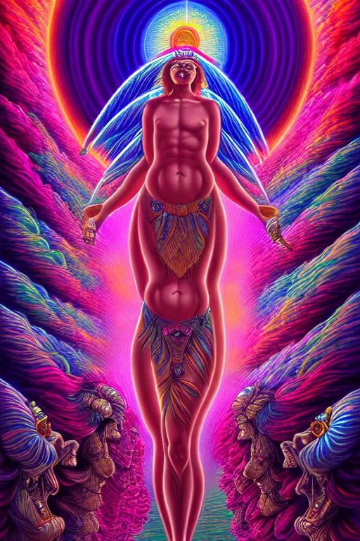 Prompt: a beautiful hyperdetailed painting of divine human spiritual evolution, retrowave fantasy, wallpaper, highly detailed, trending on artstation.